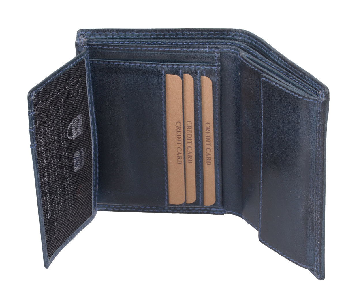Leder Portemonnaie blau schattiert Hochformat – AVANCO Kombibörse mit Münzfach und RFID