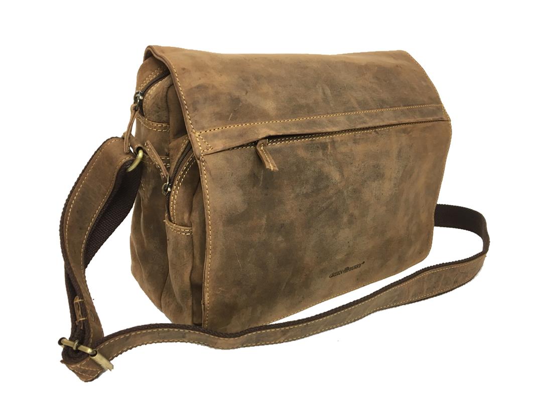 Greenburry Vintage Umhängetasche A4 aus robustem Leder mit geräumiger Vortasche