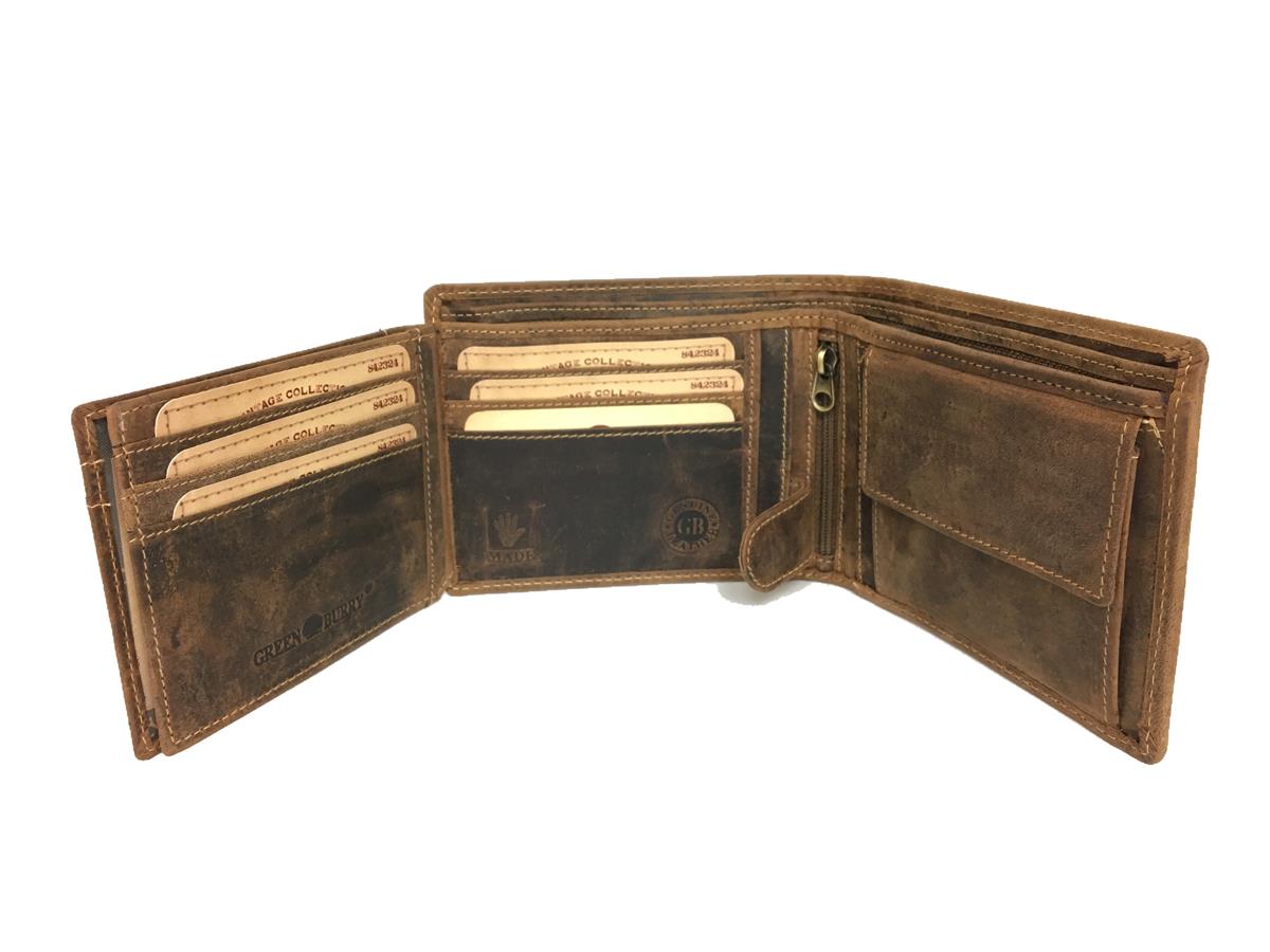 Greenburry Vintage Herrenbörse RFID-Safe aus Leder mit vielen Kartenfächern