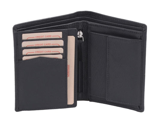 Herrenbörse Herren Geldbörse Leder Brieftasche Kombibörse  OTARIO, schwarz