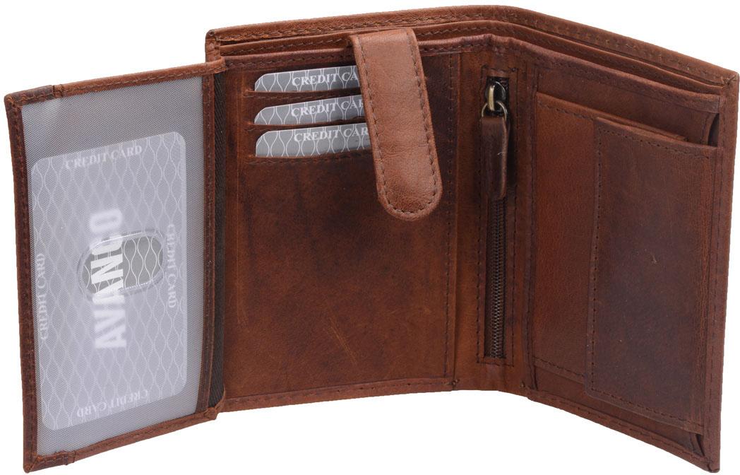 Herrenbörse Herren Geldbörse Leder Brieftasche Kombibörse , braun