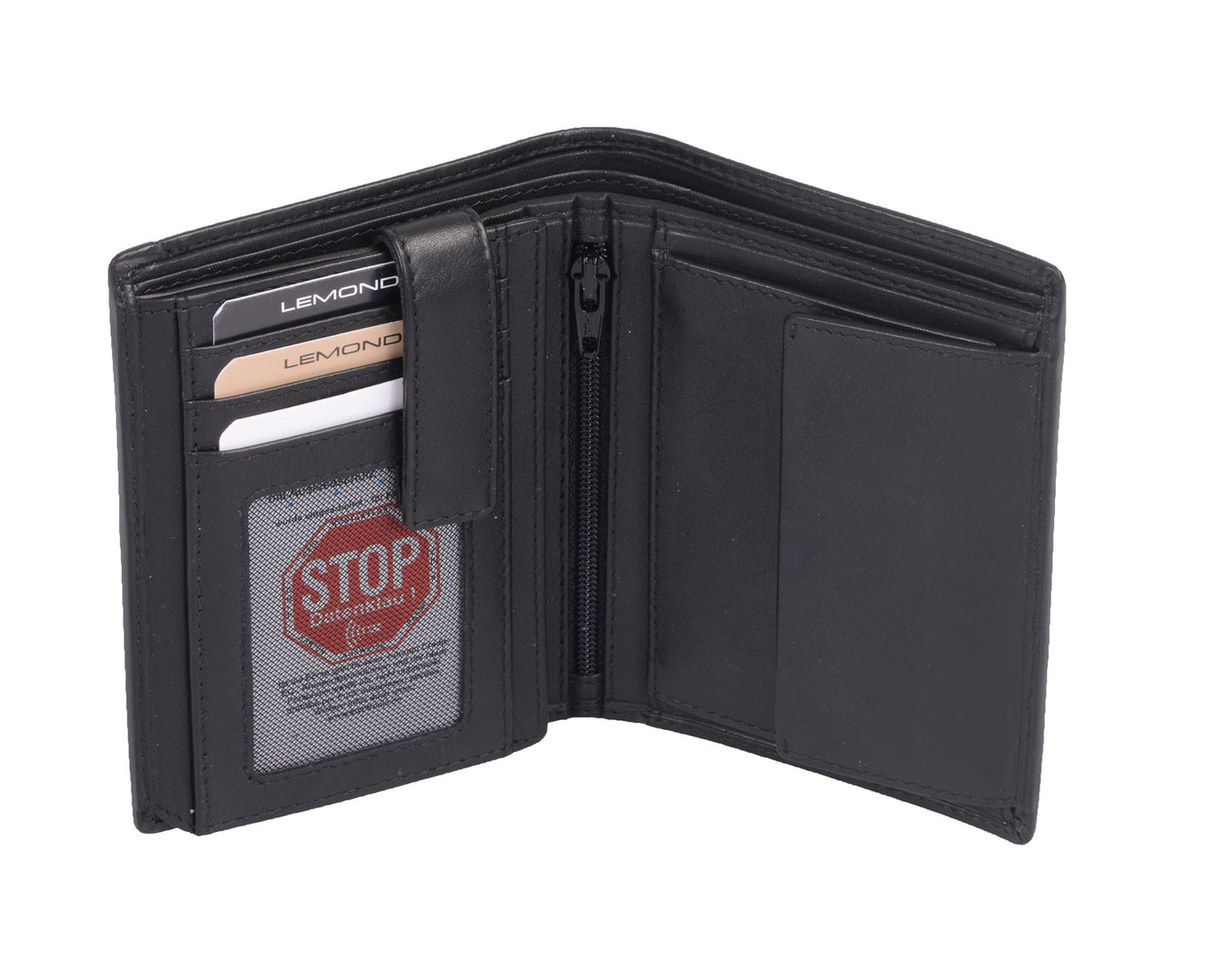 Schwarze Herren Scheintasche aus Leder – Hochformat & RFID-geschützt