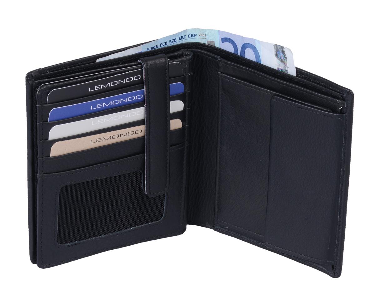 Herren Geldbörse Kombibörse Leder schwarz – Hochformat & RFID