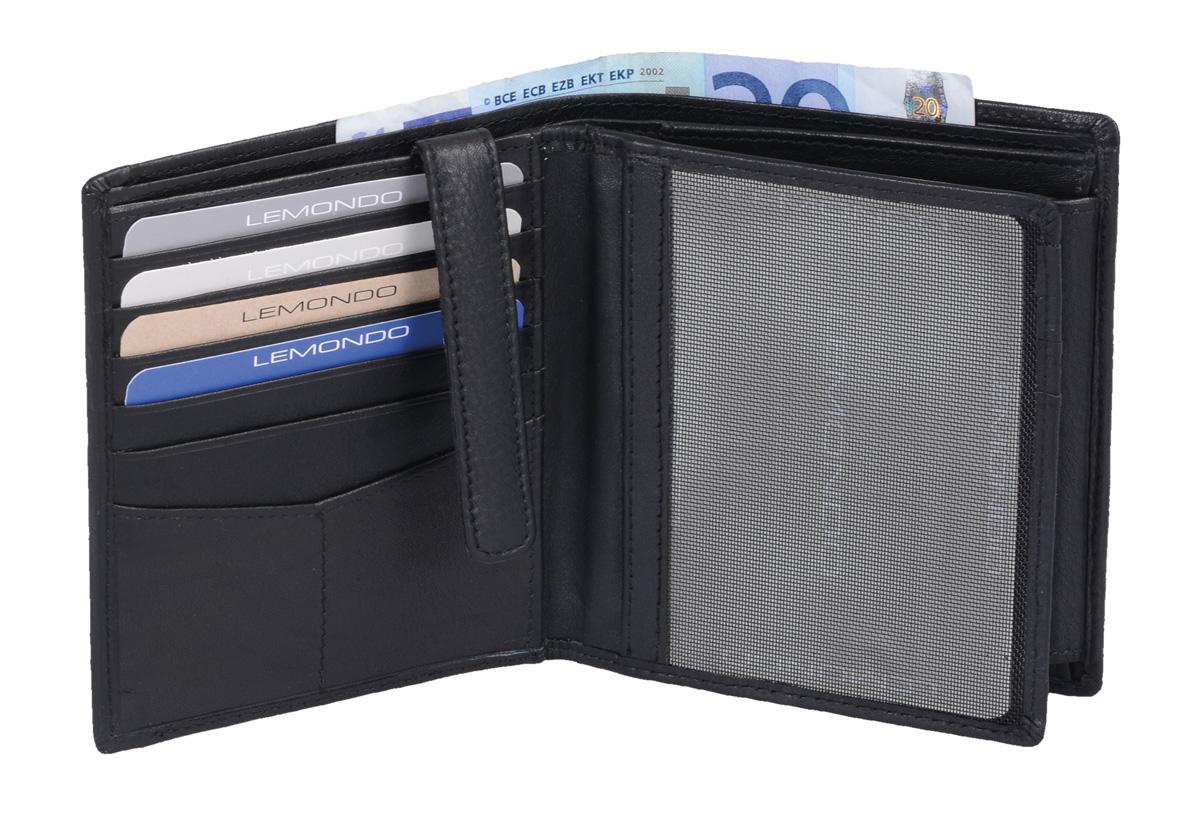 Herren Geldbörse Kombibörse Leder schwarz – Hochformat & RFID
