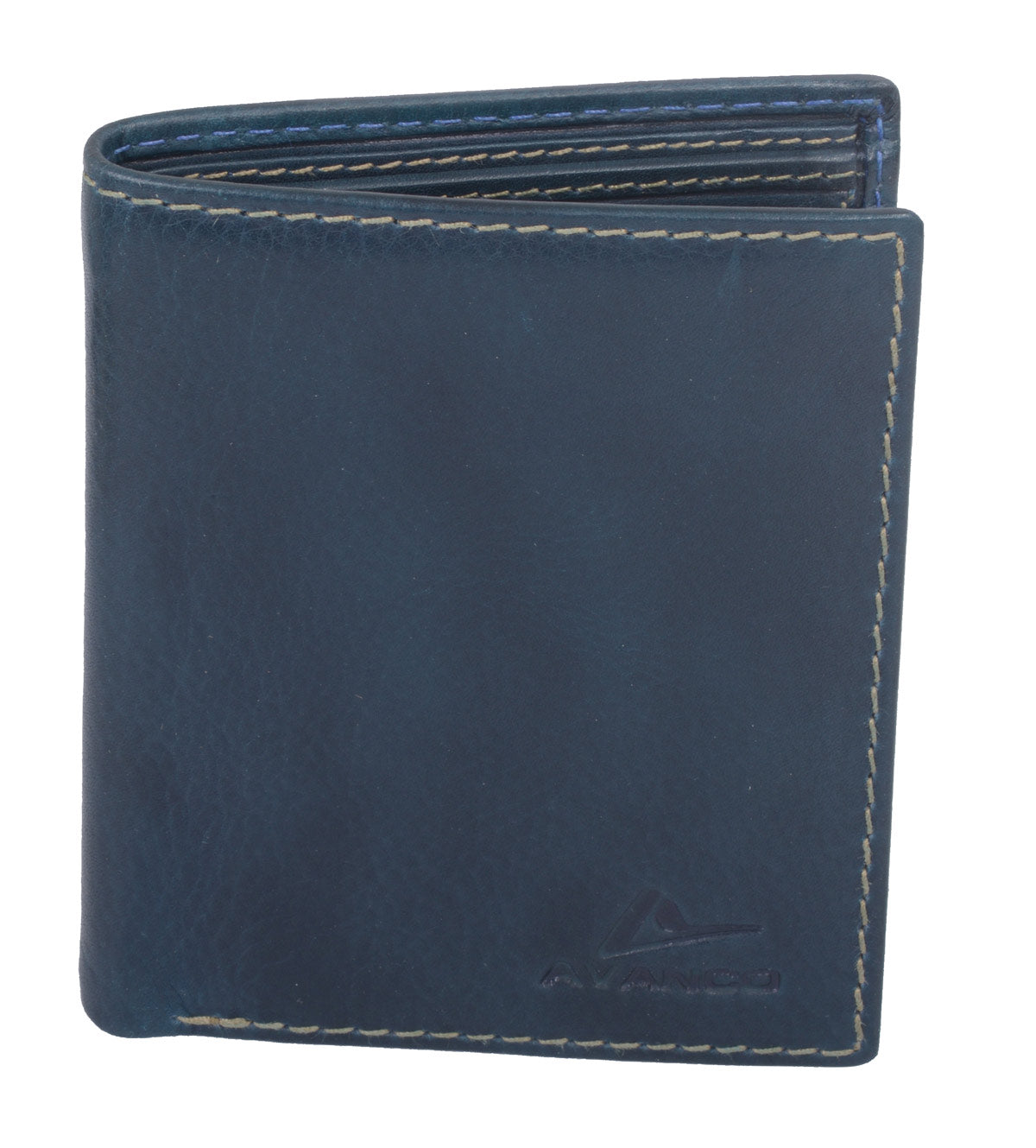 Leder Brieftasche blau schattiert im Hochformat – RFID-Schutz