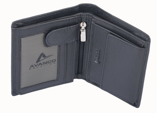 Herrenbörse mit RFID-Kartenschutz, Leder, Klarsichtfach