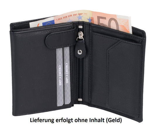 Kombibörse mit viele Scheckfächer, schwarz, Leder Herrenbörse