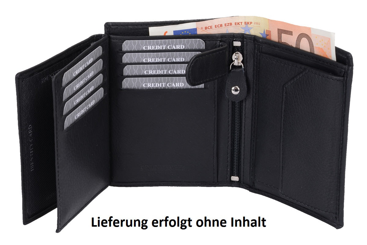 Kombibörse Herrenbörse schwarz aus Leder mit vielen Kartenfächern