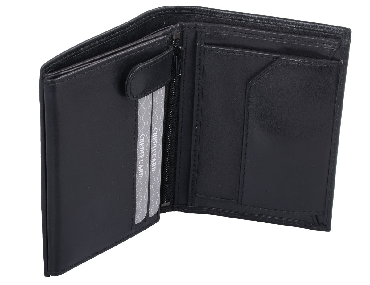 Herrenbörse Herren Geldbörse Leder Brieftasche Kombibörse , LUANA, schwarz