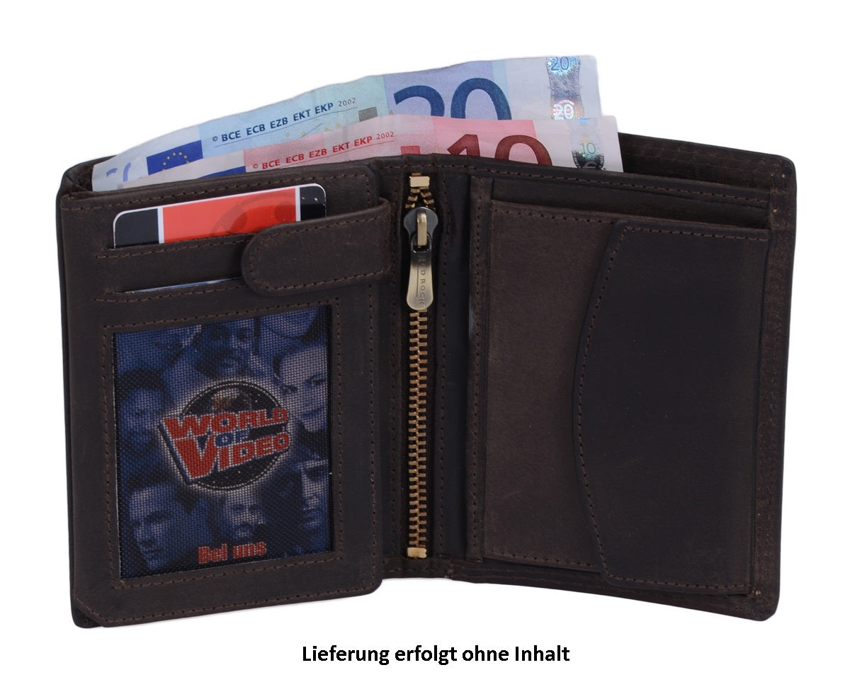 dunkelbraune Fettleder-Herrenbörse, Scheintasche, Hunter