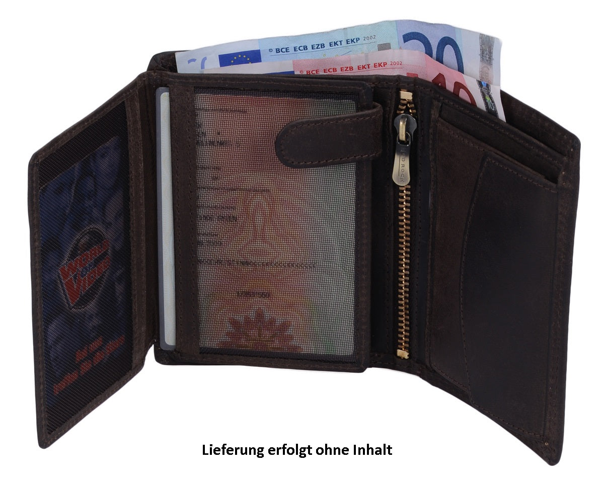 dunkelbraune Fettleder-Herrenbörse, Scheintasche, Hunter