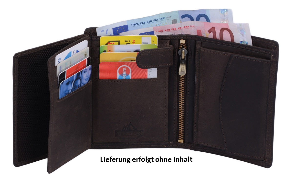 dunkelbraune Fettleder-Herrenbörse, Scheintasche, Hunter