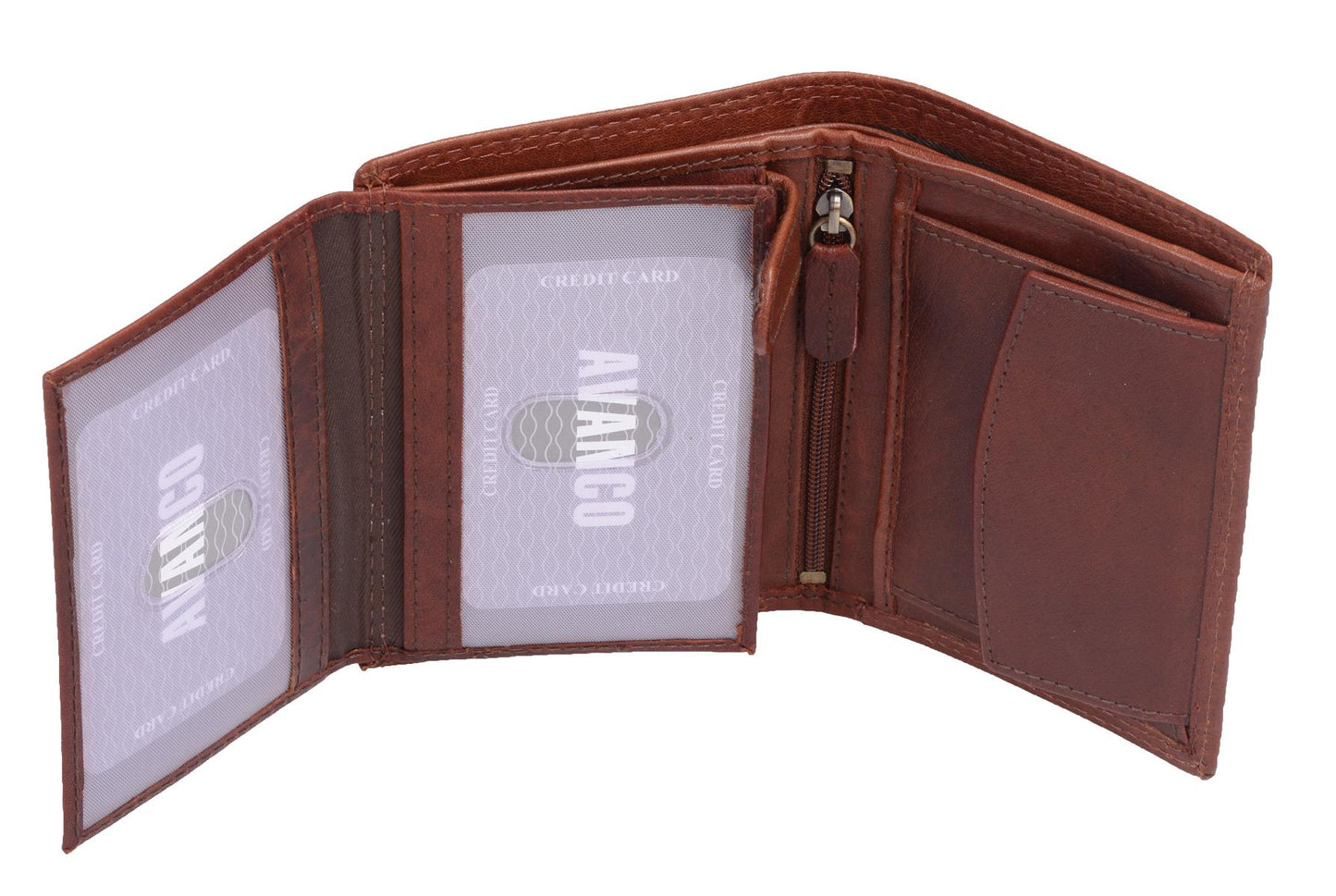Braune Leder Kombibörse im Hochformat mit Kartenfächern und Münzfach