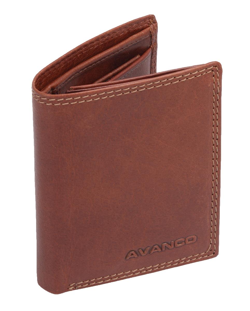 Braune Leder Kombibörse im Hochformat mit Kartenfächern und Münzfach