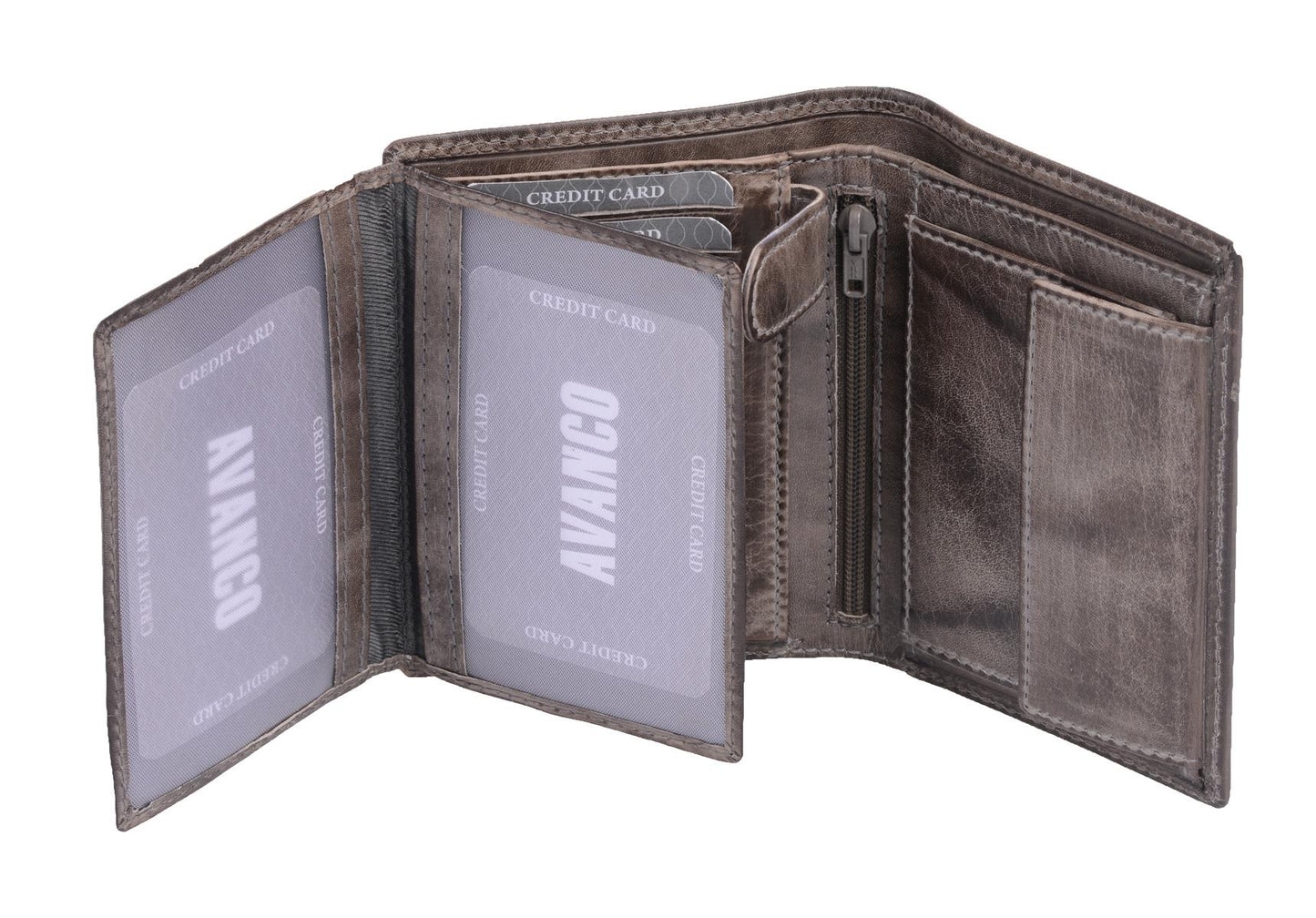 Lederbörse mit RFID-Schutz Herrenbörse Brieftasche hochformat taupe grau