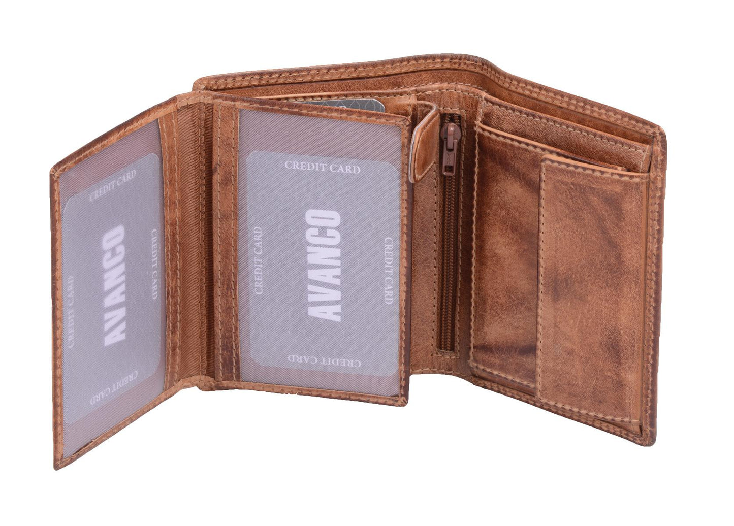 braune sportliche Lederbörse Brieftasche mit EC-Karten Ausleseschutz, Leder