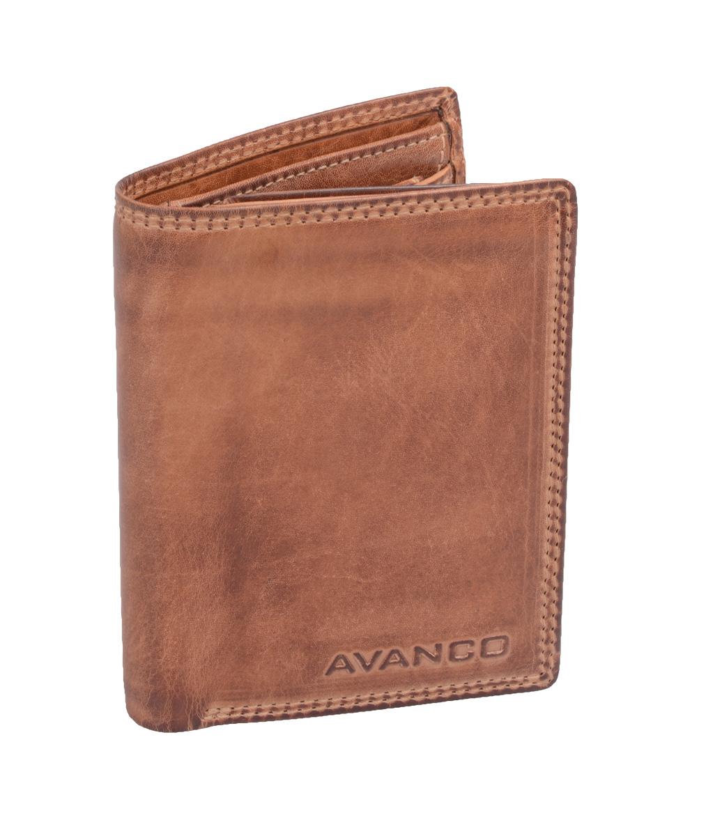 braune sportliche Lederbörse Brieftasche mit EC-Karten Ausleseschutz, Leder