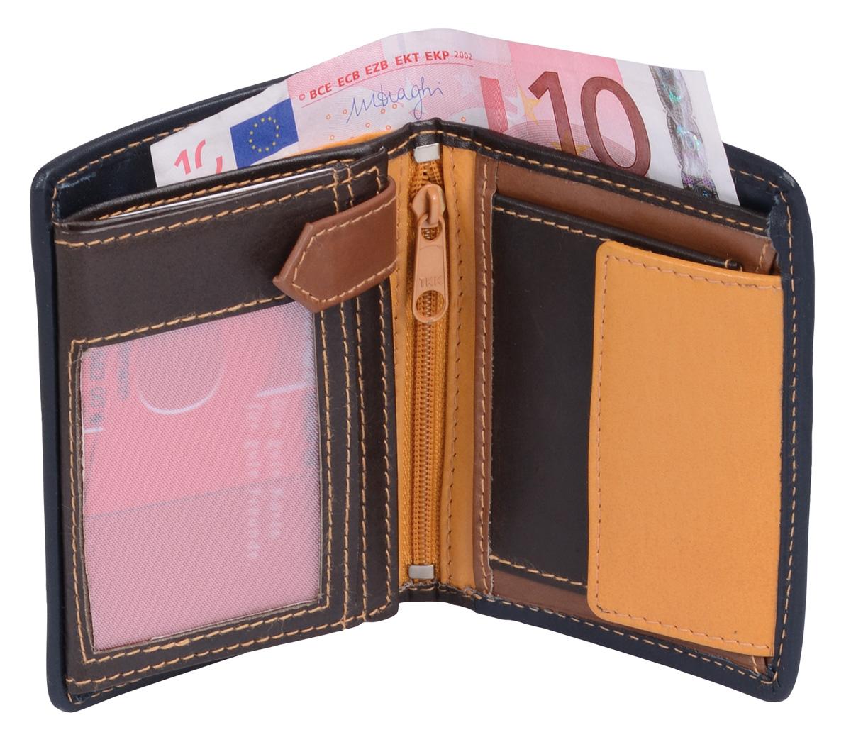 Herrenbörse Herren Geldbörse Leder Brieftasche Kombibörse  LOUANA, Farbmix braun