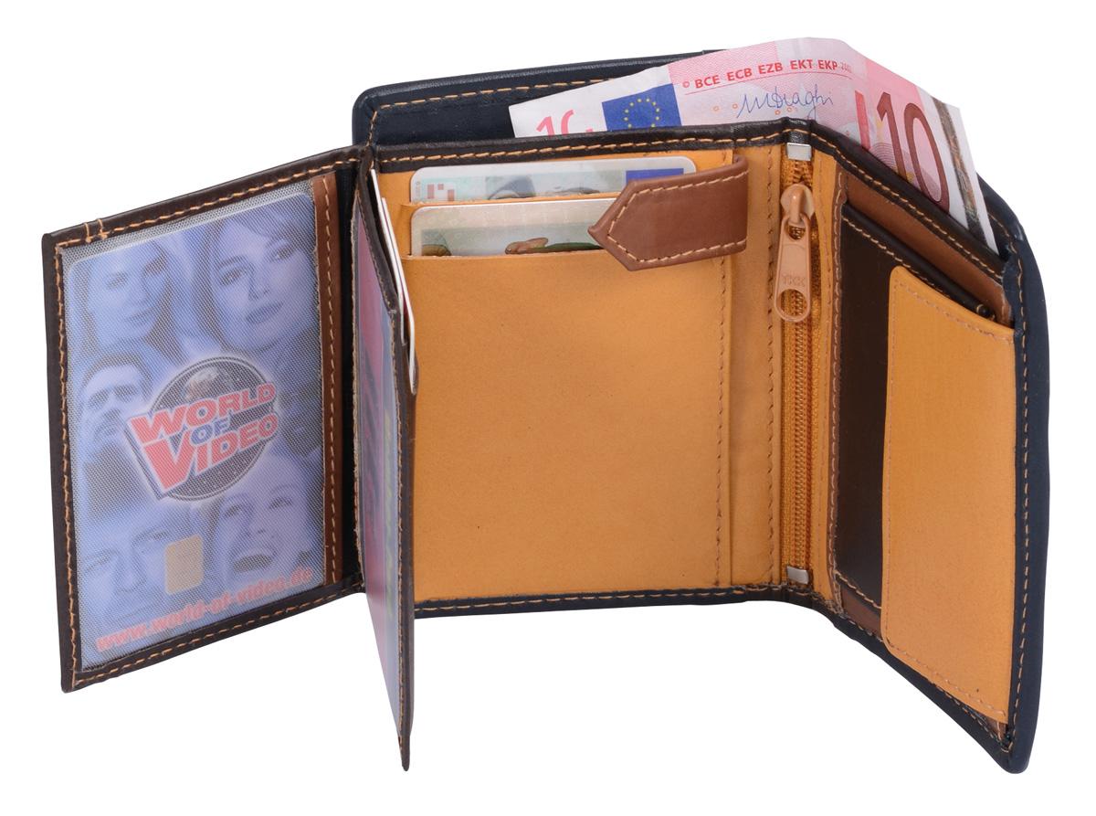 Herrenbörse Herren Geldbörse Leder Brieftasche Kombibörse  LOUANA, Farbmix braun