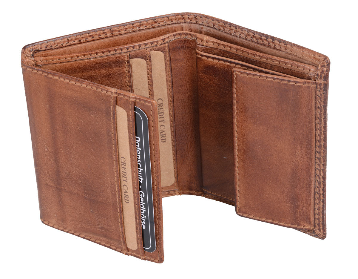 Herrenbörse Herren Geldbörse Leder Brieftasche Kombibörse , braun