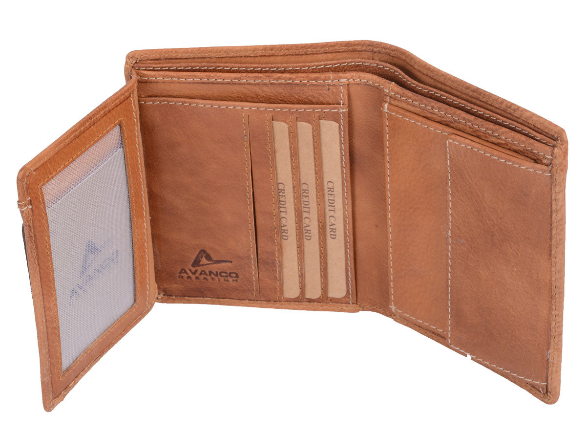 Scheintasche Herren Leder mittelbraun – Hochformat Kombibörse mit RFID Schutz