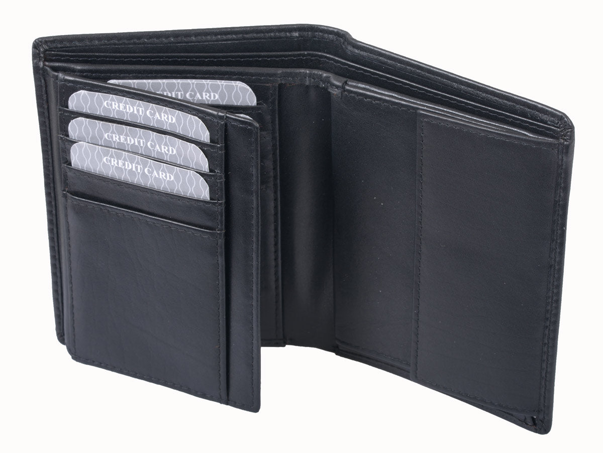 AVANCO Kombibörse schwarz – Leder Geldbörse im Hochformat