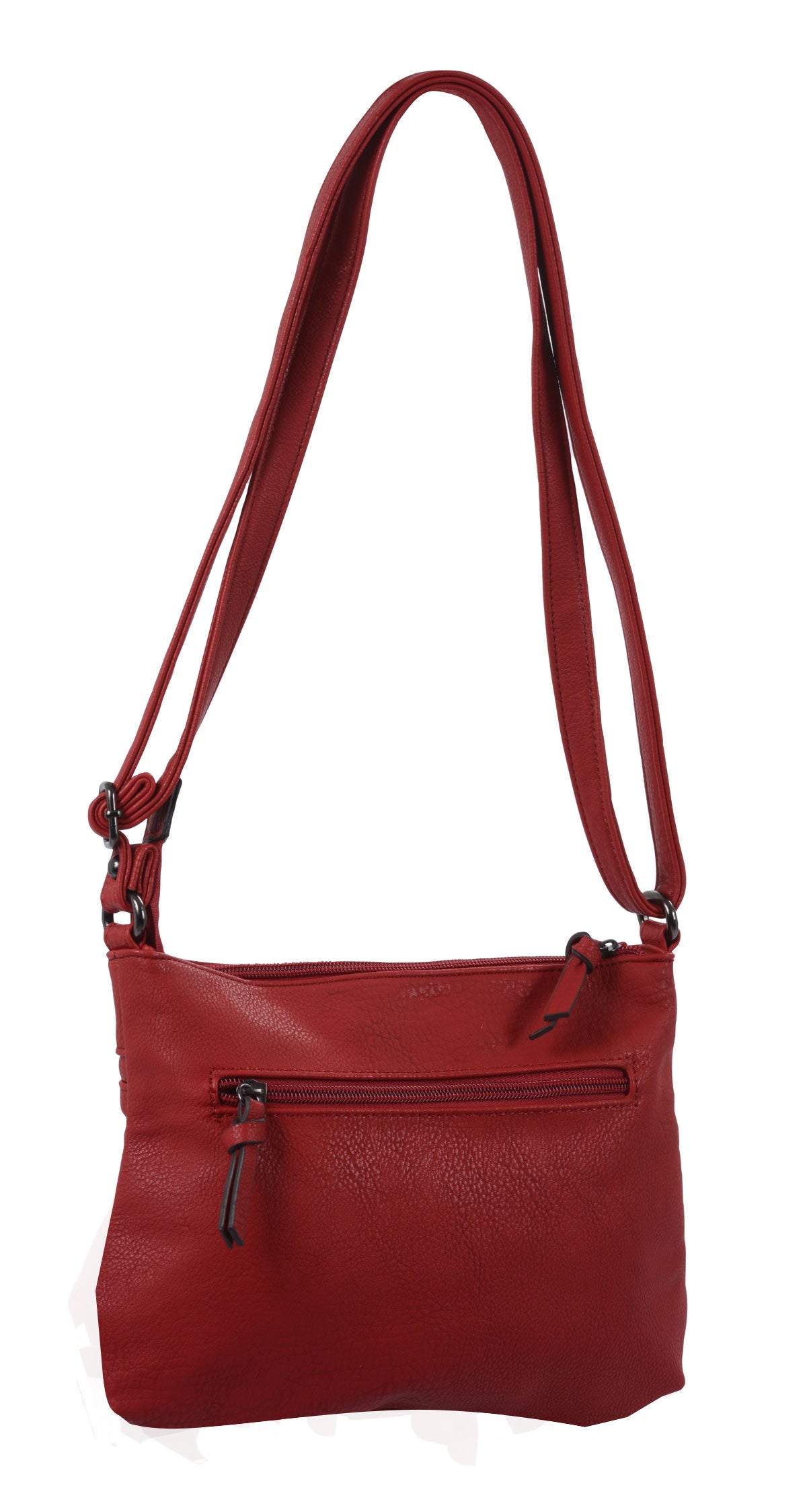 Kleine flache Damentasche Schultertasche rot mit verstellbarem Trageriemen