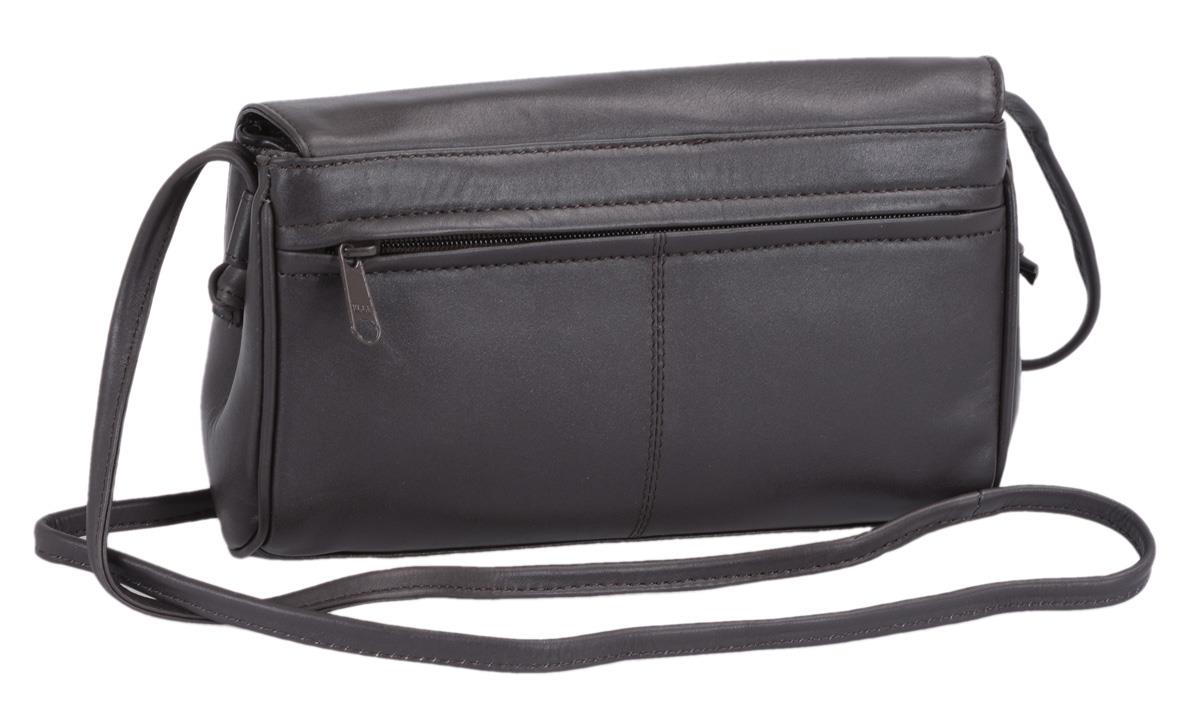 dunkelgraue Leder-Abendtasche länglich, Unterarmtasche mit Mitteltrennwand