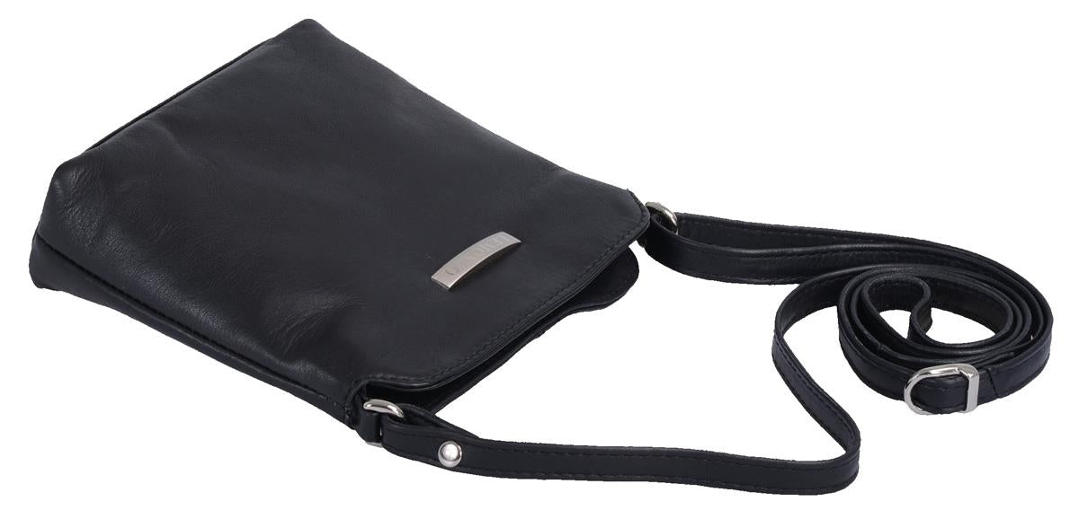 kleine schwarze Reißverschluss-Abendtasche, Leder