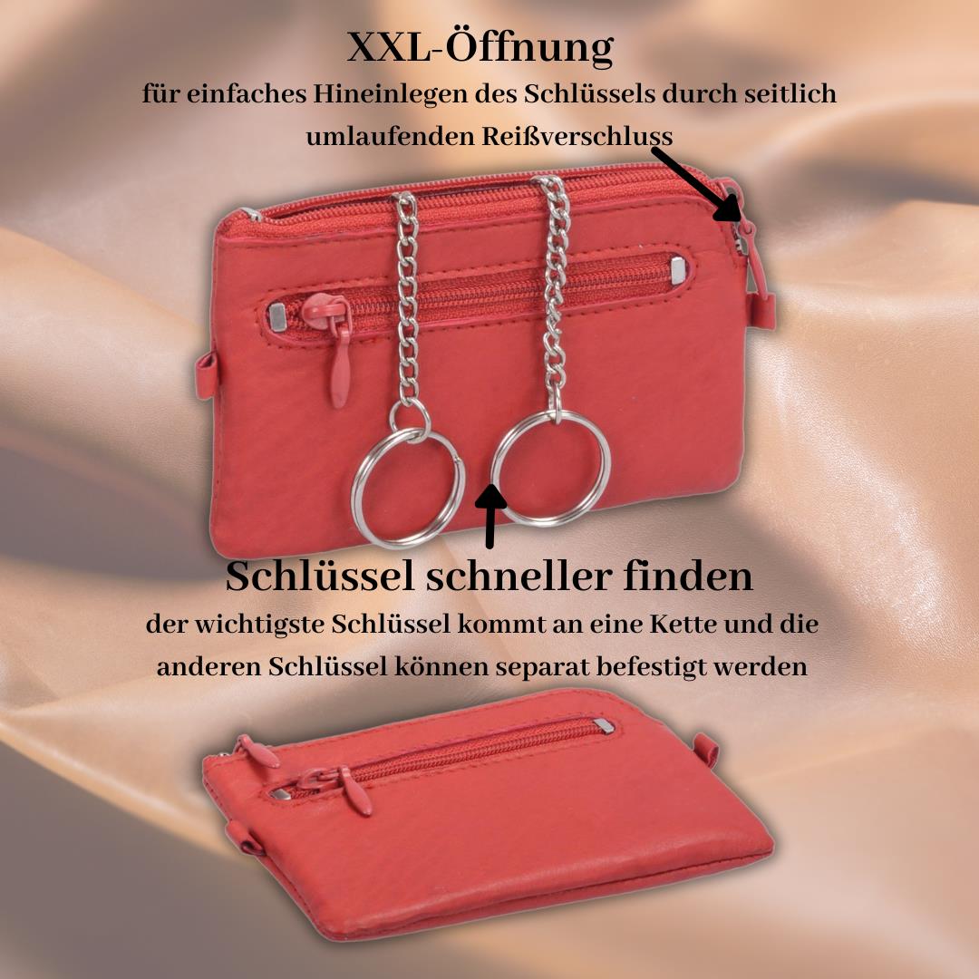 Glücksnugget Lederschlüsseltasche Schlüsseletui mit Glückscent