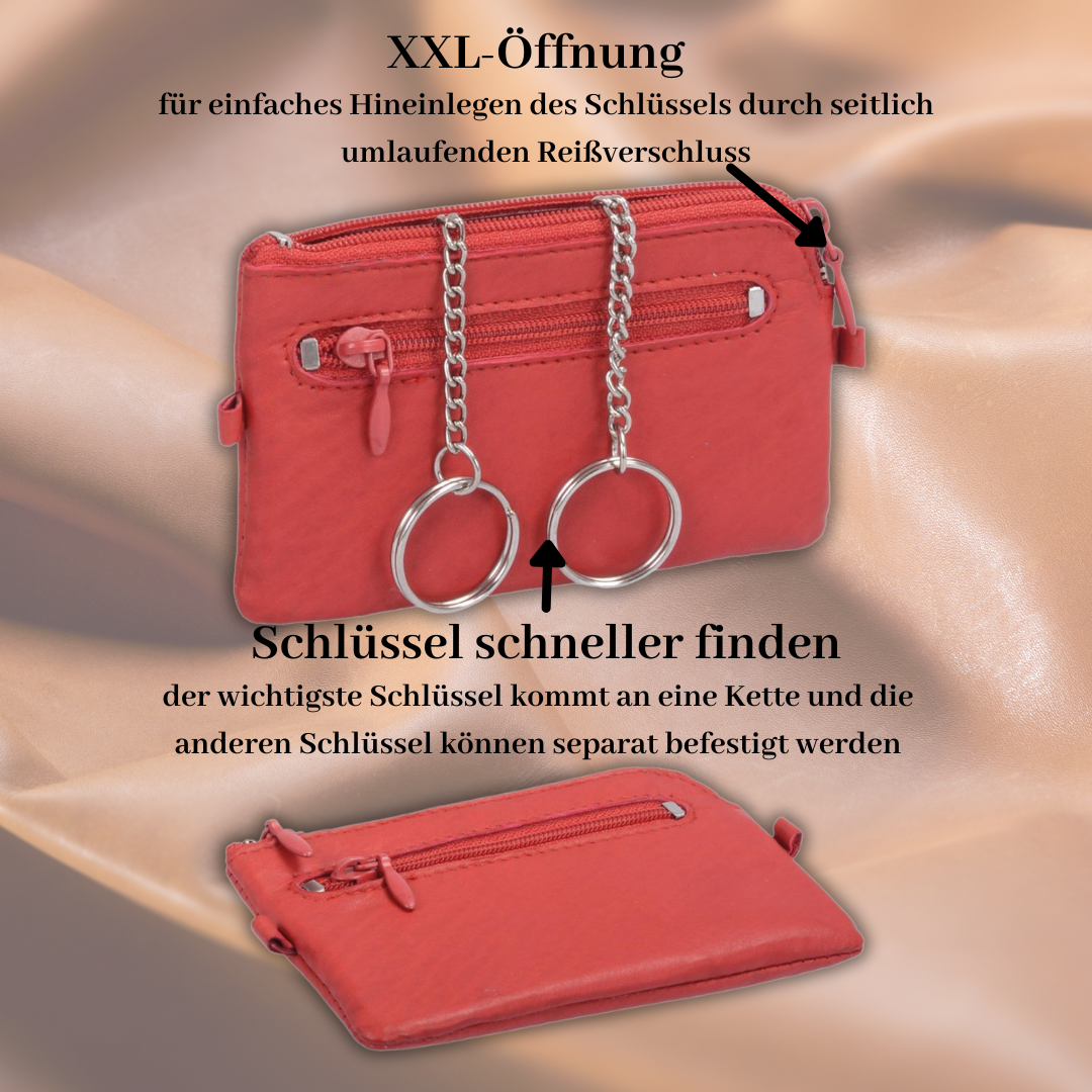 Glücksnugget Lederschlüsseltasche Schlüsseletui mit Glückscent