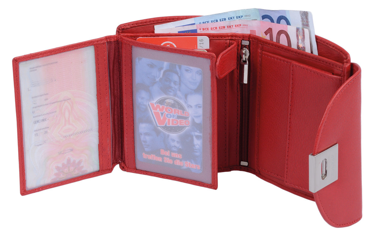rote Lederbrieftasche mit Sicherheitsverschluss