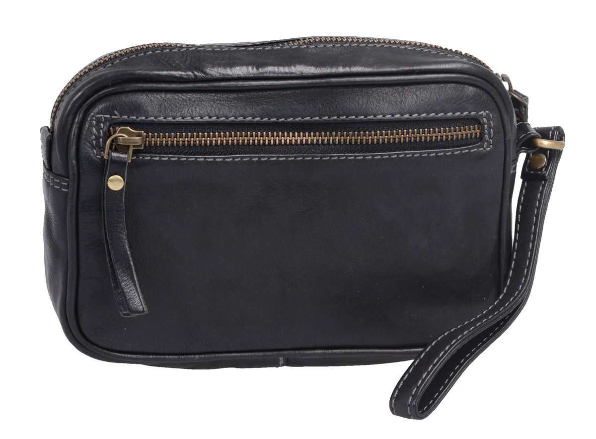 sportliche Herrengelenktasche, Leder, schwarz