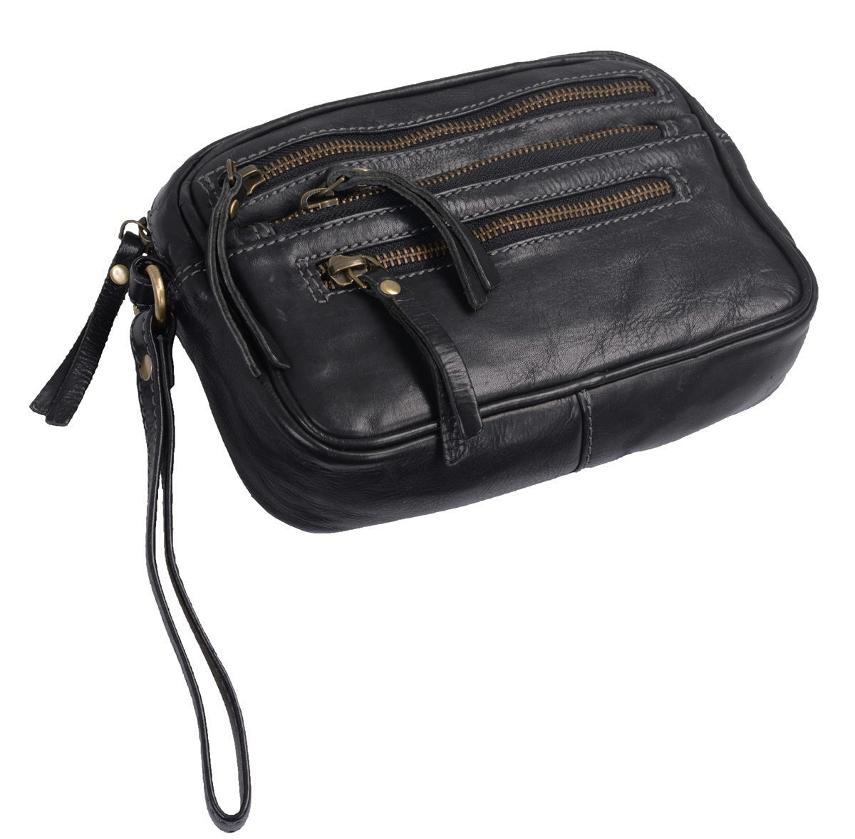 sportliche Herrengelenktasche, Leder, schwarz
