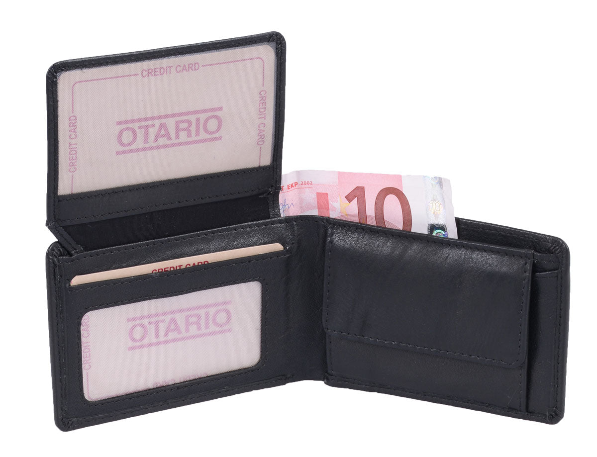 kleine Herrenbörse Brieftasche Leder, schwarz