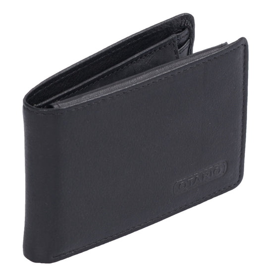kleine Herrenbörse Brieftasche Leder, schwarz