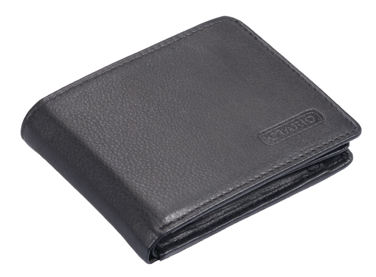 kleine Herrenbörse Brieftasche Leder, schwarz