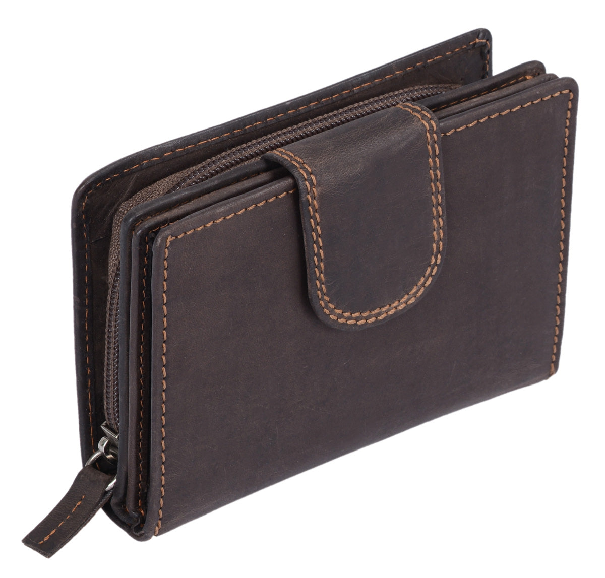 Leder Damenbörse HUNTER, dunkelbraun