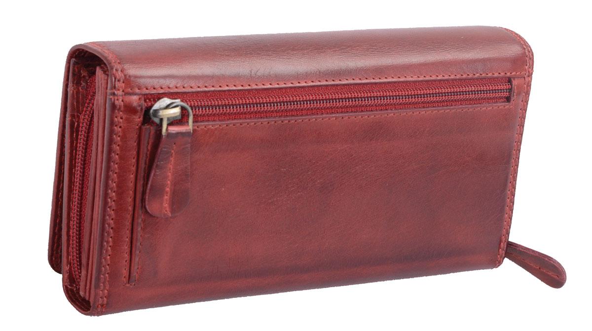 Damen Langbörse Leder rot – schickes Portemonnaie mit RFID & vielen Kartenfächern