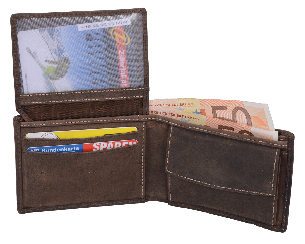 kleine Herrenbörse Leder, Fettleder braun