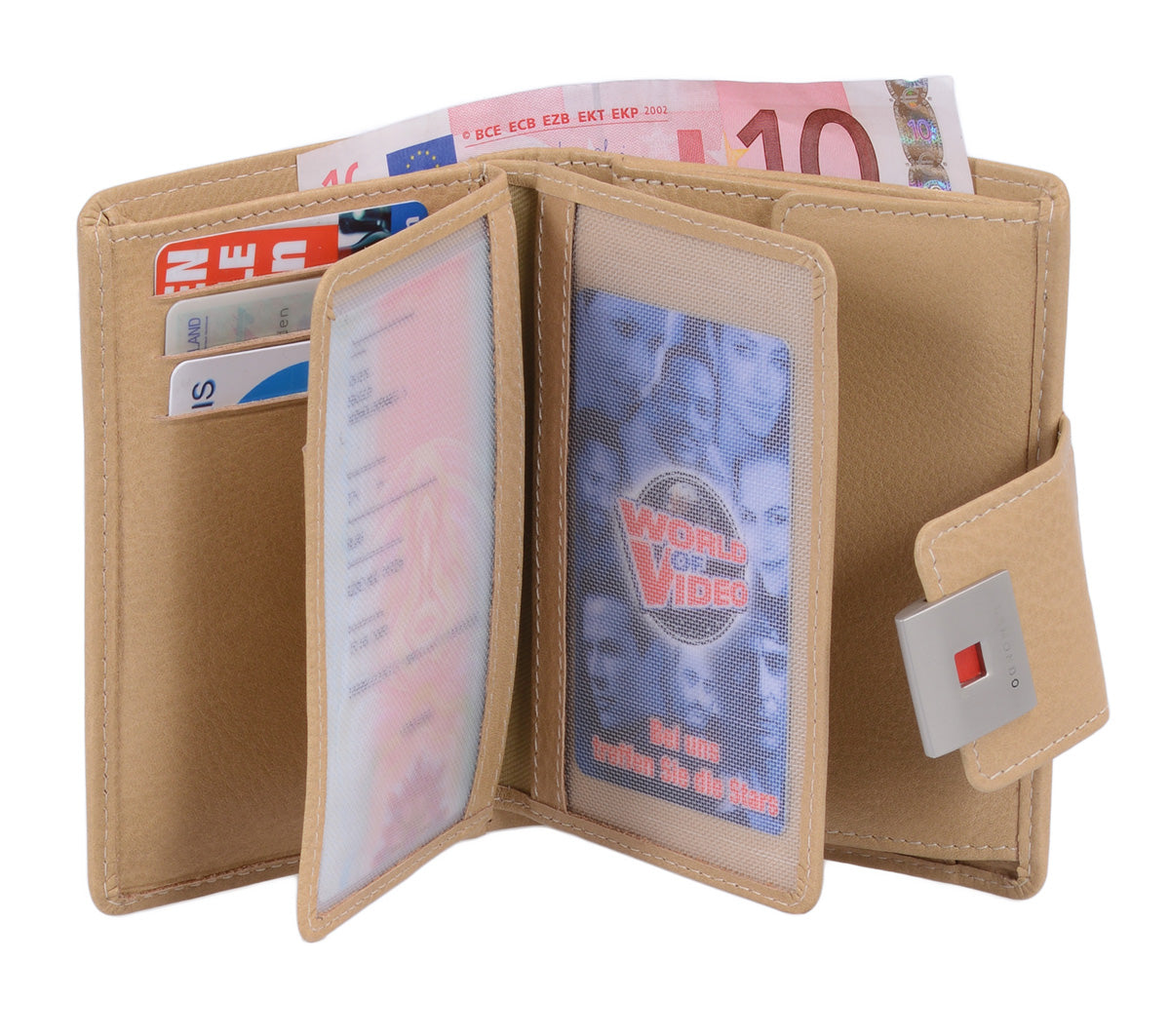 beige Lederbrieftasche für Damen, Damenbörse