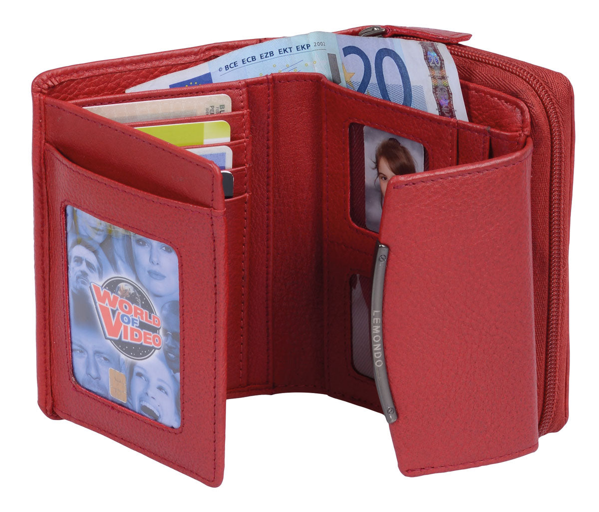 Wortmann Damenbörse Lemondo rot – Lederbörse mit halbrunder Klappe und RFID-Schutz