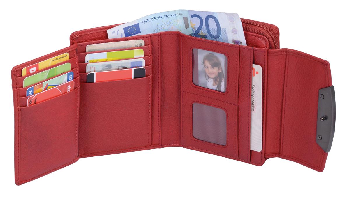 Wortmann Damenbörse Lemondo rot – Lederbörse mit halbrunder Klappe und RFID-Schutz