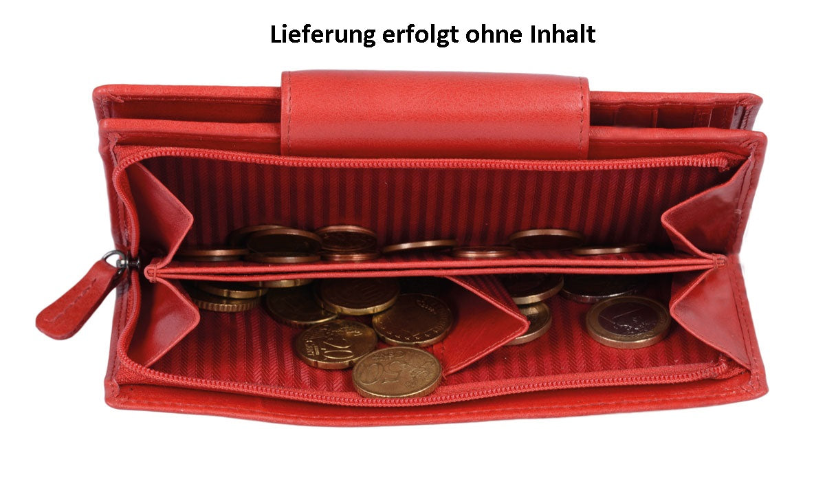 Leder Damenbörse lang mit Reißverschluss – rot von Lemondo