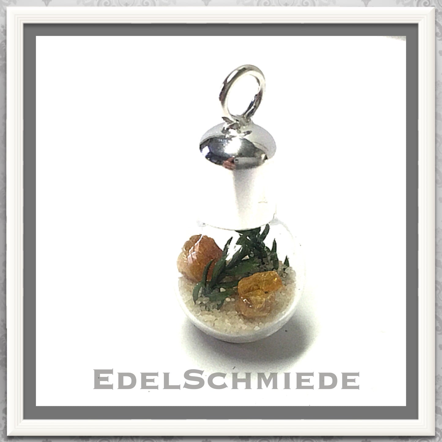 Edelschmiede925 Glasperle "Strandfeeling" Sand und Bernstein 925