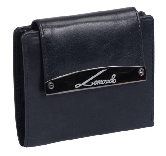 Damen Geldbörse Leder schwarz – kleine Lederbörse mit 7 Kartenfächern & Sichtfach, kompaktes Portemonnaie