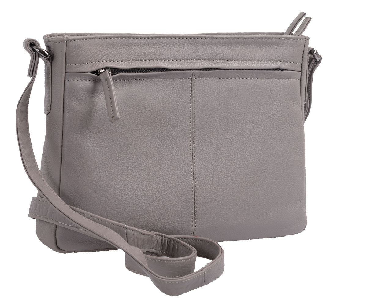 mittlere Ledertasche, taupe, 2 Reißverschluss-Hauptfächer