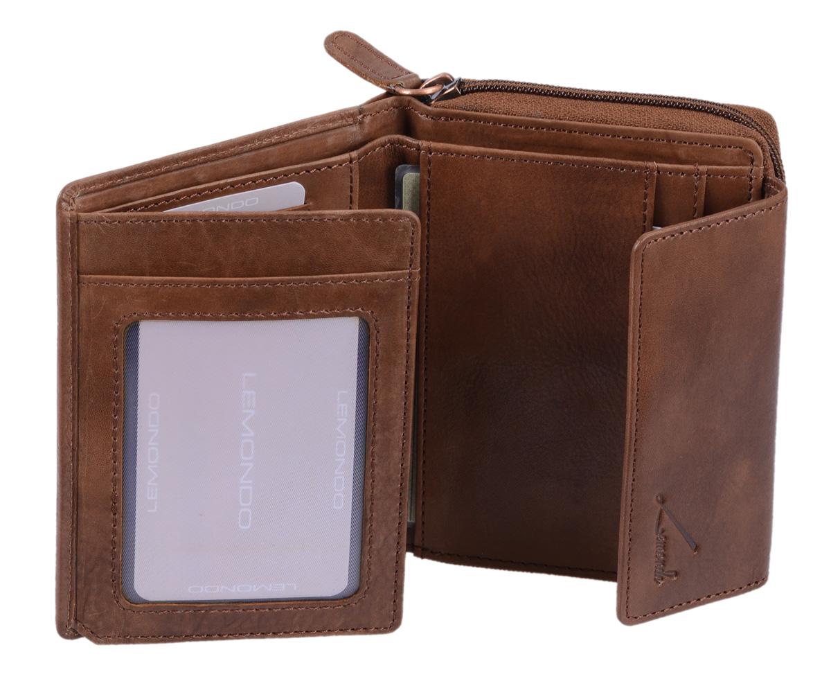 Damenbörse hellbraun Echtleder – kompakte Geldbörse mit Reißverschluss