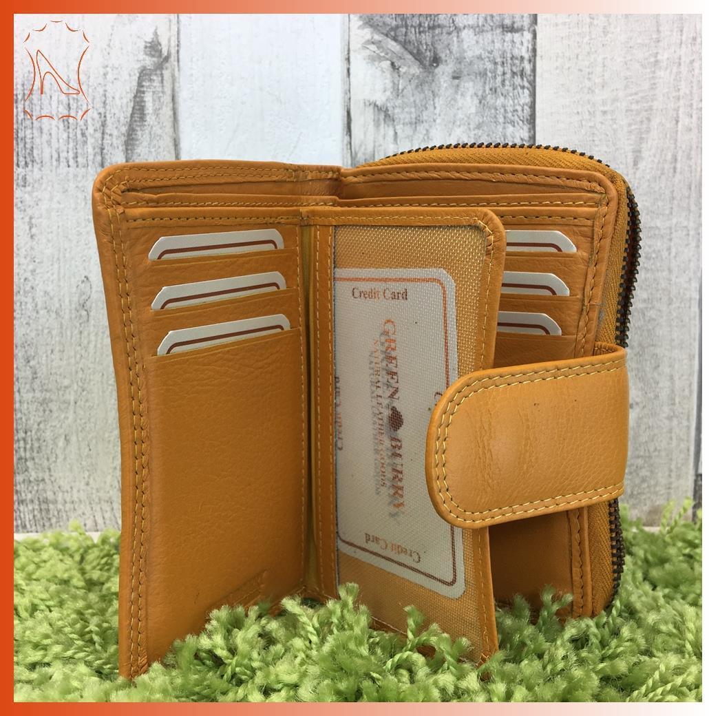 Schwarze Lederbörse mit Metall-Reißverschluss, Fotofenstern & vielen Fächern