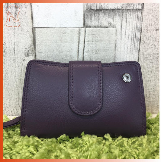 Leder Greenburry Spongy Geldbörse Reißverschluss Damenkombi purple
